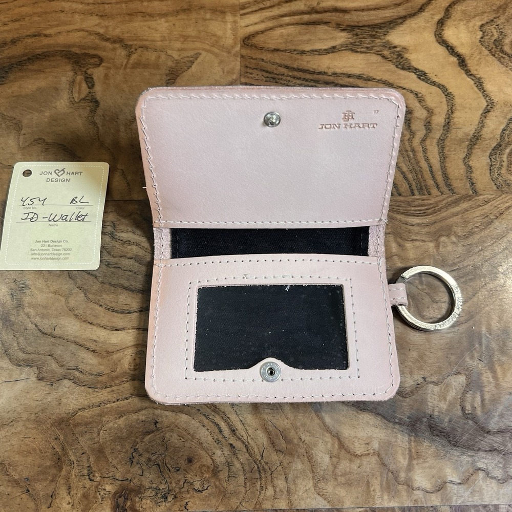 Jon Hart ID Wallet Women OS Black Excellent KAΘ Sorority Monogram Leather Trim - Picture 4 of 8